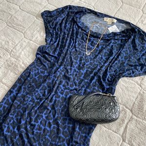 MICHAEL Michael Kors blue leopard midi dress